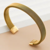 Stainless Steal Cuff Bracelet In Gold - Infinity Raine