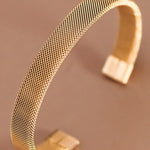Stainless Steal Cuff Bracelet In Gold - Infinity Raine