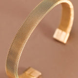 Stainless Steal Cuff Bracelet In Gold - Infinity Raine