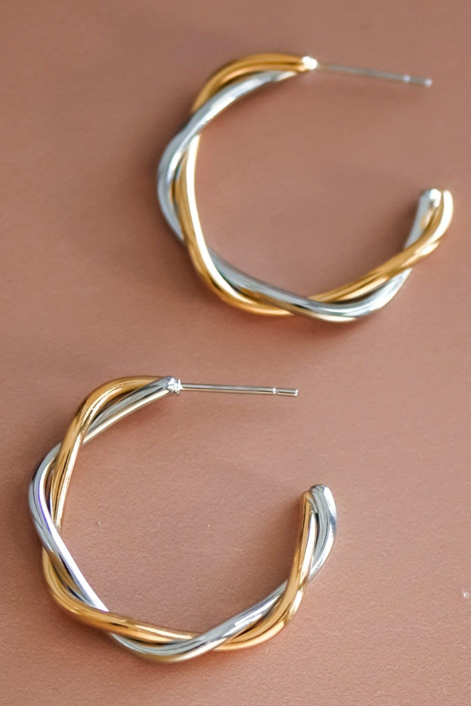 MIA ACCESSORIES Jewelry - Earrings 18k Two Tone Twist Hoops 85089526