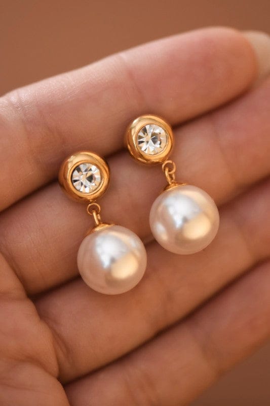 MIA ACCESSORIES Jewelry - Earrings Stud Diamond and Pearl Drop Earrings In Gold 45536758