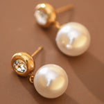 MIA ACCESSORIES Jewelry - Earrings Stud Diamond and Pearl Drop Earrings In Gold 45536758