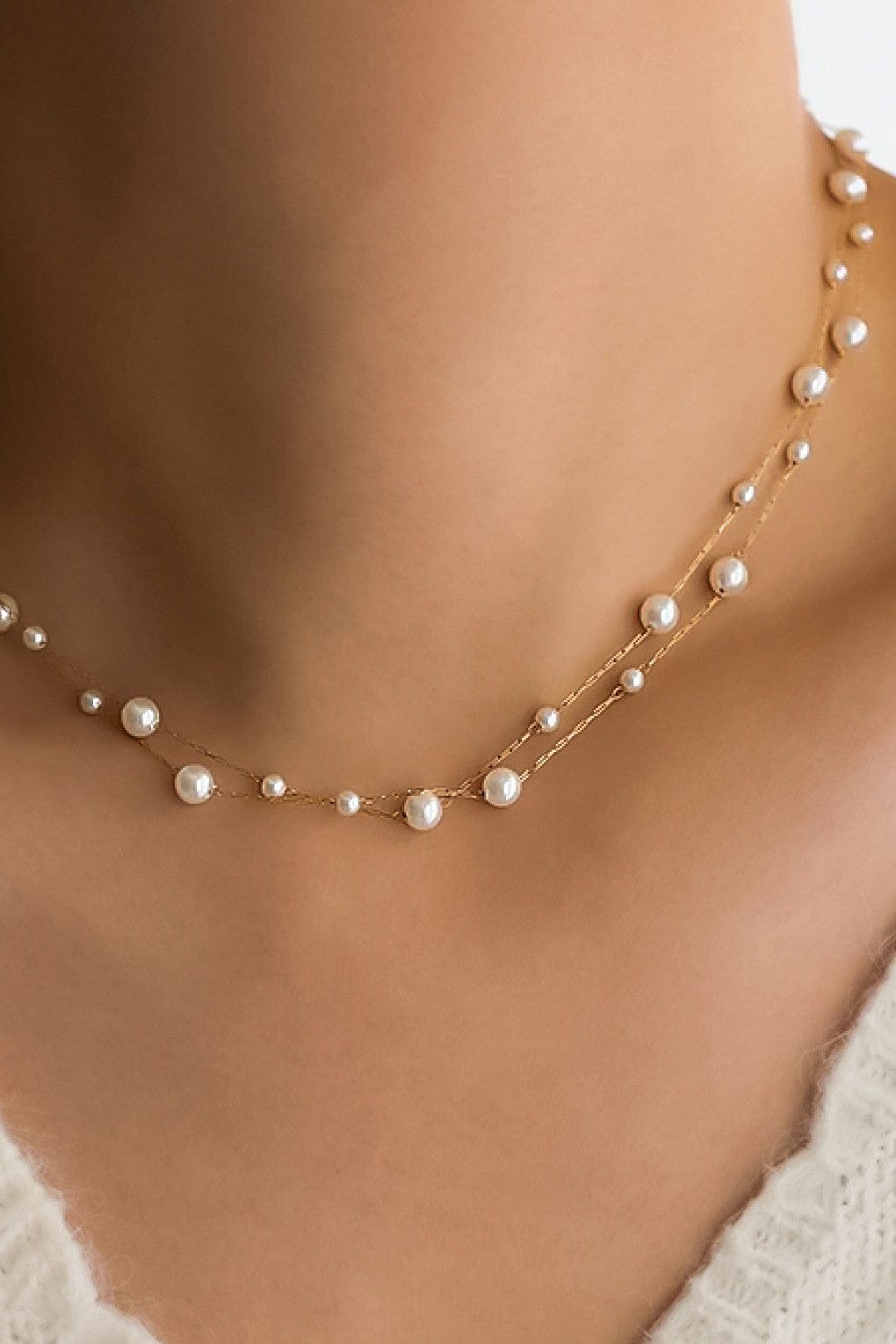 MIA ACCESSORIES Jewelry - Necklaces Dainty Layered Pearl Necklace In Gold 50066678