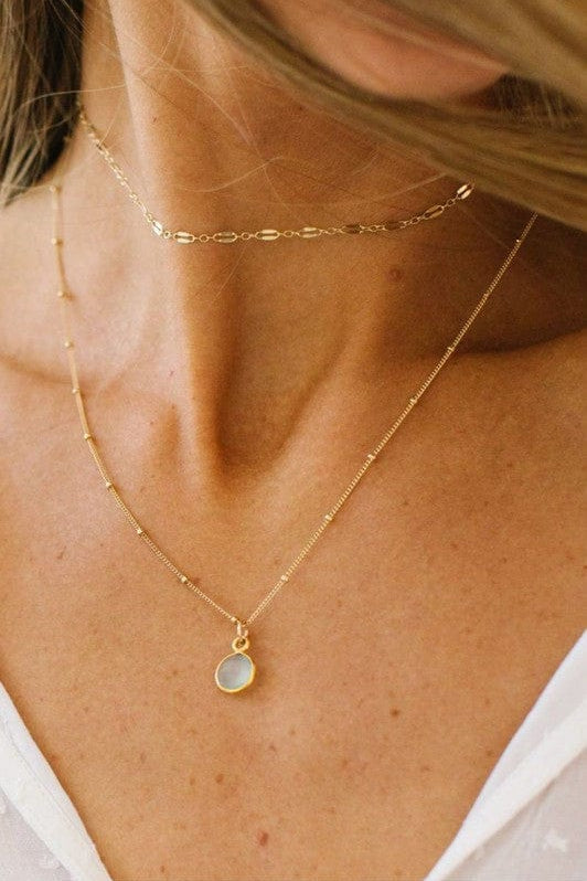 Delicate Disc Pendant Double Layered Necklace In Multiple Colors - Infinity Raine