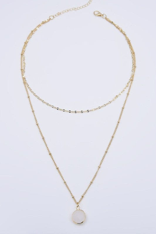 Delicate Disc Pendant Double Layered Necklace In Multiple Colors - Infinity Raine