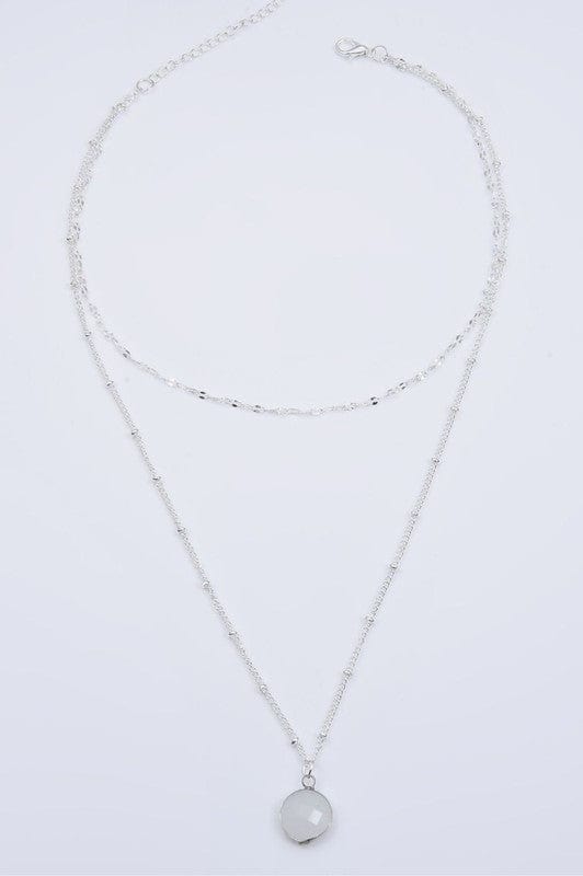Delicate Disc Pendant Double Layered Necklace In Multiple Colors - Infinity Raine