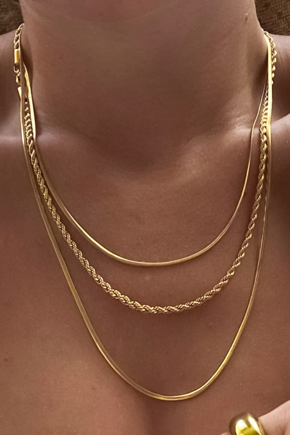 Three Layered Chain Necklace In Gold - Infinity Raine