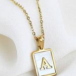 Pearl Tag Pendant Initial Necklace - Infinity Raine