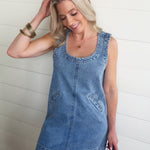 Micro Studded Mini Dress In Blue Bell - Infinity Raine