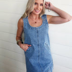 Micro Studded Mini Dress In Blue Bell - Infinity Raine