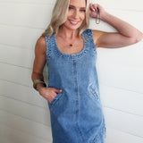 Micro Studded Mini Dress In Blue Bell - Infinity Raine