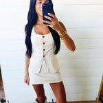 Mid-Rise Light Khaki Denim Skirt - Infinity Raine