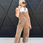 Mineral Washed Barrel Jumpsuit In Mocha Mousse - Infinity Raine