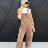 Mineral Washed Barrel Jumpsuit In Mocha Mousse - Infinity Raine