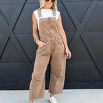 Mineral Washed Barrel Jumpsuit In Mocha Mousse - Infinity Raine