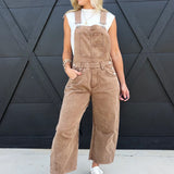 Mineral Washed Barrel Jumpsuit In Mocha Mousse - Infinity Raine