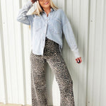 Mineral Washed Collared Button Down Knit Shacket In Light Blue - Infinity Raine