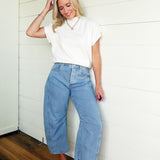 Mineral Washed Striped Barrel Pants In Denim - Infinity Raine