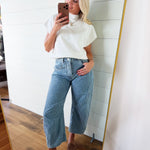 Mineral Washed Striped Barrel Pants In Denim - Infinity Raine