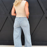 Mineral Washed Striped Barrel Pants In Denim - Infinity Raine