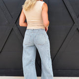 Mineral Washed Striped Barrel Pants In Denim - Infinity Raine