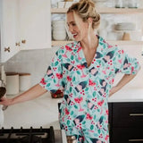 Mint Champagne & Holly Christmas Loungewear Pants Set - Infinity Raine