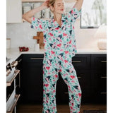 Mint Champagne & Holly Christmas Loungewear Pants Set - Infinity Raine