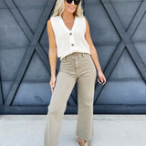 Straight Wide Leg Denim Pants In Stone - Infinity Raine
