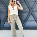 Straight Wide Leg Denim Pants In Stone - Infinity Raine
