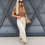 Washed Barrel Pants In Beige - Infinity Raine
