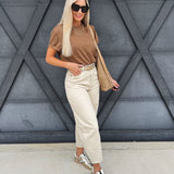 Washed Barrel Pants In Beige - Infinity Raine