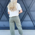Washed Barrel Pants In Olive - Infinity Raine
