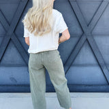 Washed Barrel Pants In Olive - Infinity Raine