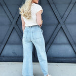 Washed Denim Front Tie Pants - Infinity Raine