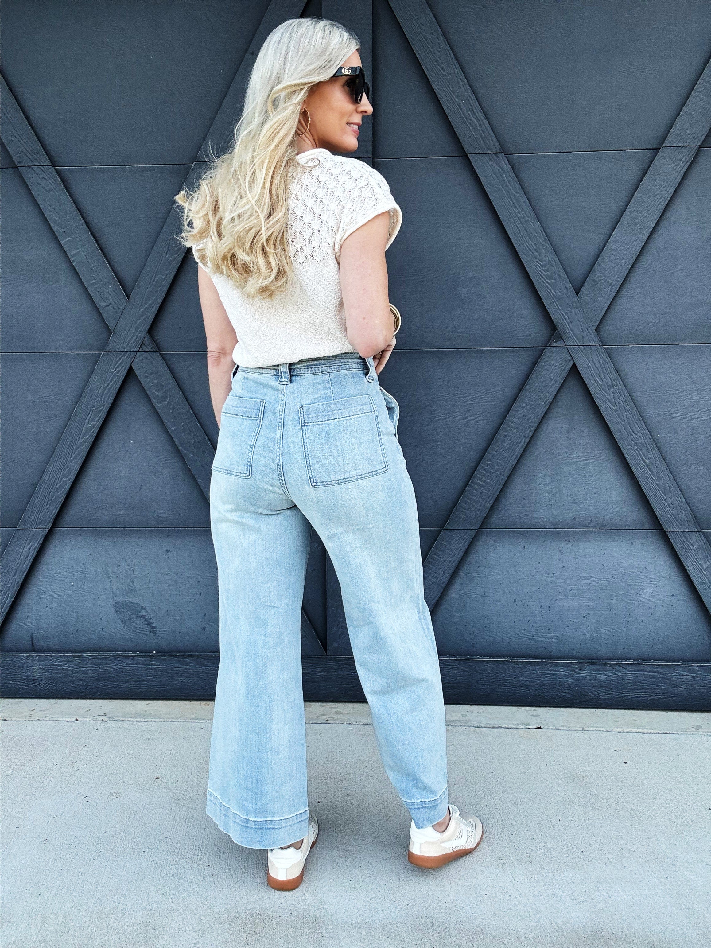 Washed Denim Front Tie Pants - Infinity Raine