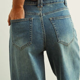 Miou Muse Bottoms - Pants Washed Denim Jeans With Bead Trim