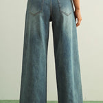 Miou Muse Bottoms - Pants Washed Denim Jeans With Bead Trim