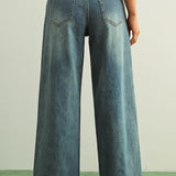 Miou Muse Bottoms - Pants Washed Denim Jeans With Bead Trim