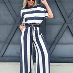 Boat Neck Stripe Top In Navy - Infinity Raine