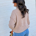 Miou Muse Tops - Sweaters Chenille High Neck Sweater Top In Sand