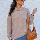 Miou Muse Tops - Sweaters Chenille High Neck Sweater Top In Sand