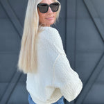 Soft Sweater Knitted Collared Top In Cream - Infinity Raine