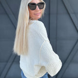 Soft Sweater Knitted Collared Top In Cream - Infinity Raine