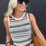 Mira Openwork Sweater Tank In Blue Multi - Infinity Raine