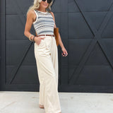 Mira Openwork Sweater Tank In Blue Multi - Infinity Raine