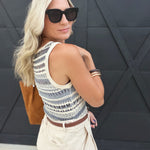 Mira Openwork Sweater Tank In Blue Multi - Infinity Raine