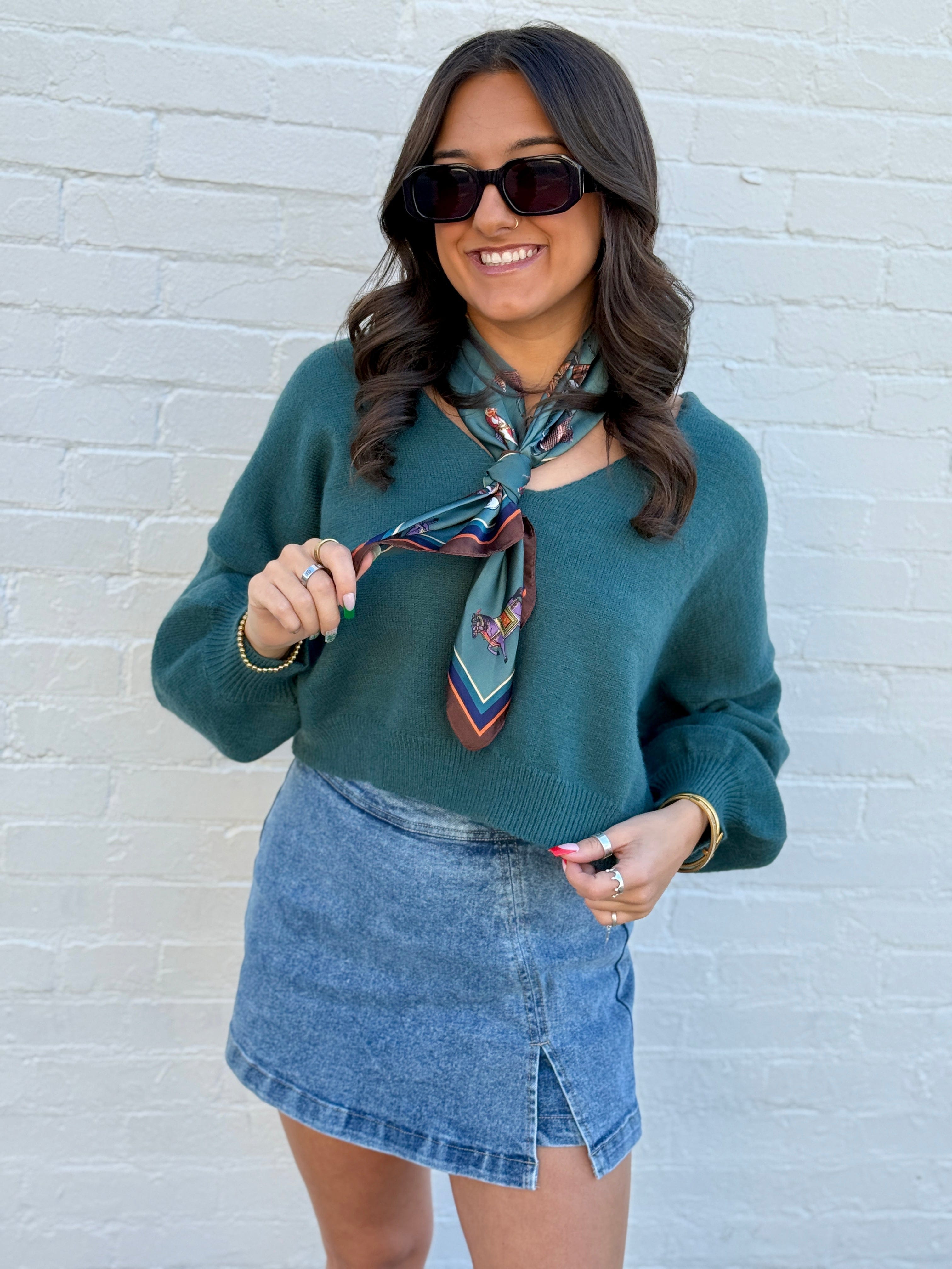 MIRACLE Tops - Sweaters Soft And Cozy Cropped Knit Sweater In Emerald