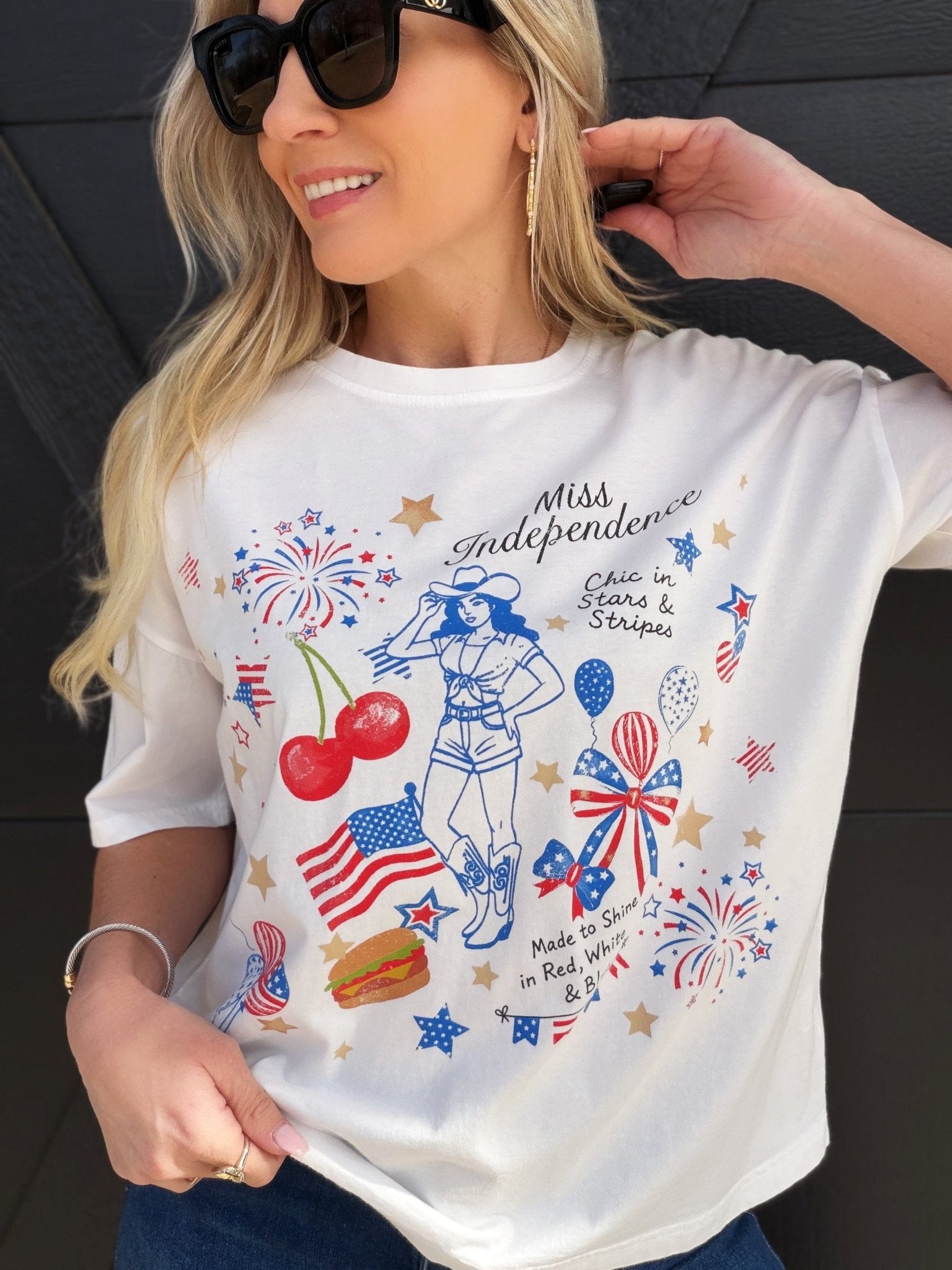 Miss Independence Tee In White - Infinity Raine