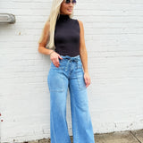 Mock Neck Ribbed Sweater Tank In Charcoal - Infinity Raine