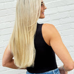 Mock Neck Ribbed Sweater Tank In Charcoal - Infinity Raine